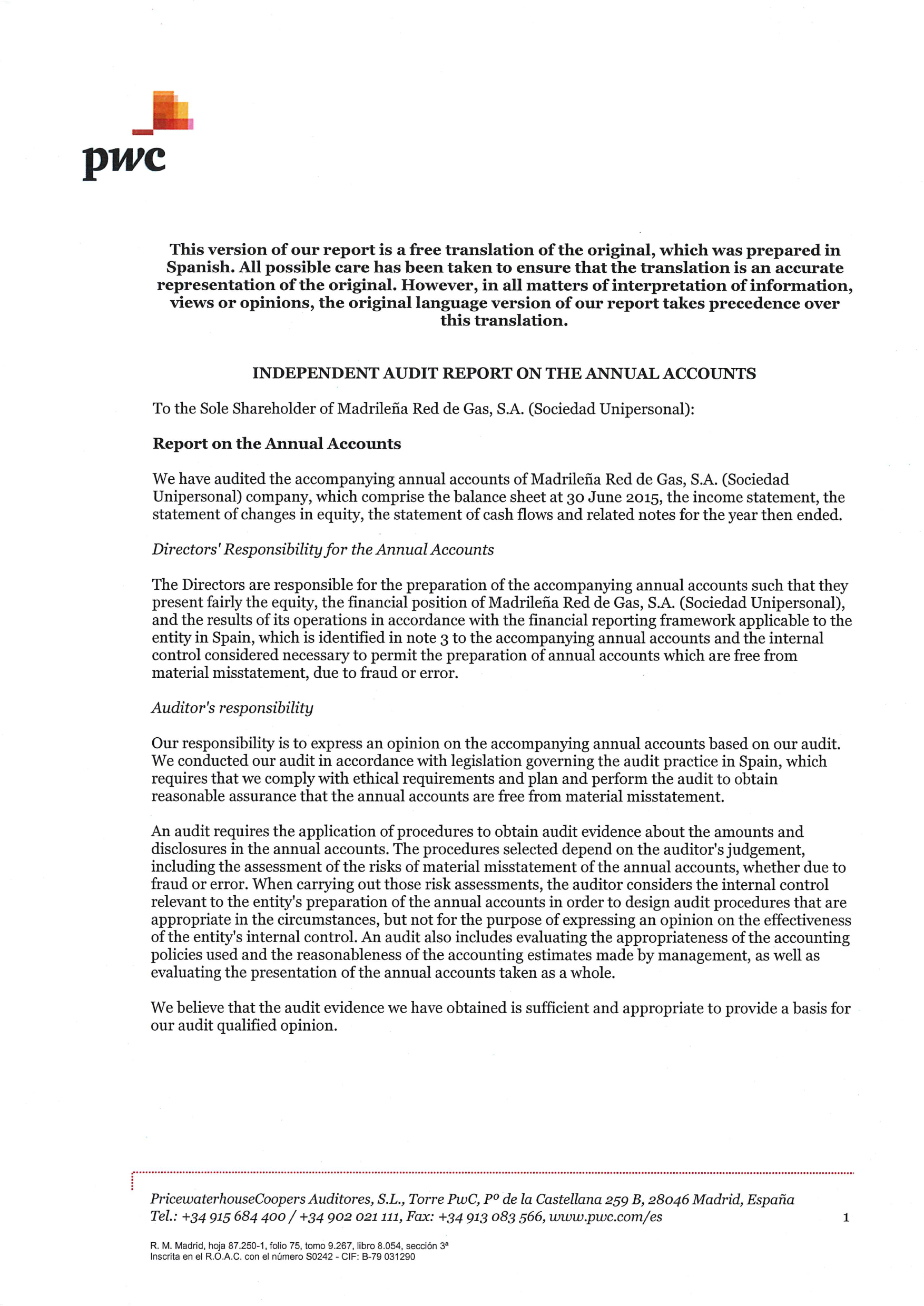 MRG Audit Report 2015
